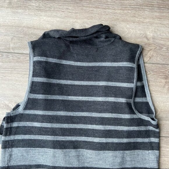 Max Studio Striped Extra Fine Merino Wool Sleeveless Cardigan - Picture 9 of 14